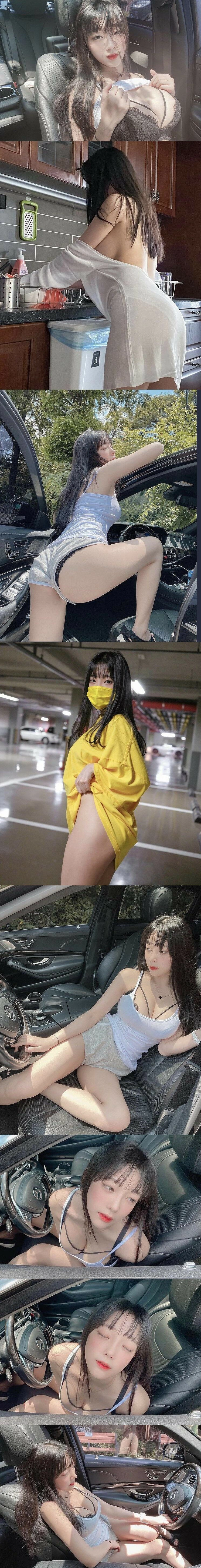 끈나시 돌핀팬츠 조합 섹기 넘치게 입고 장보로 가는 인경이