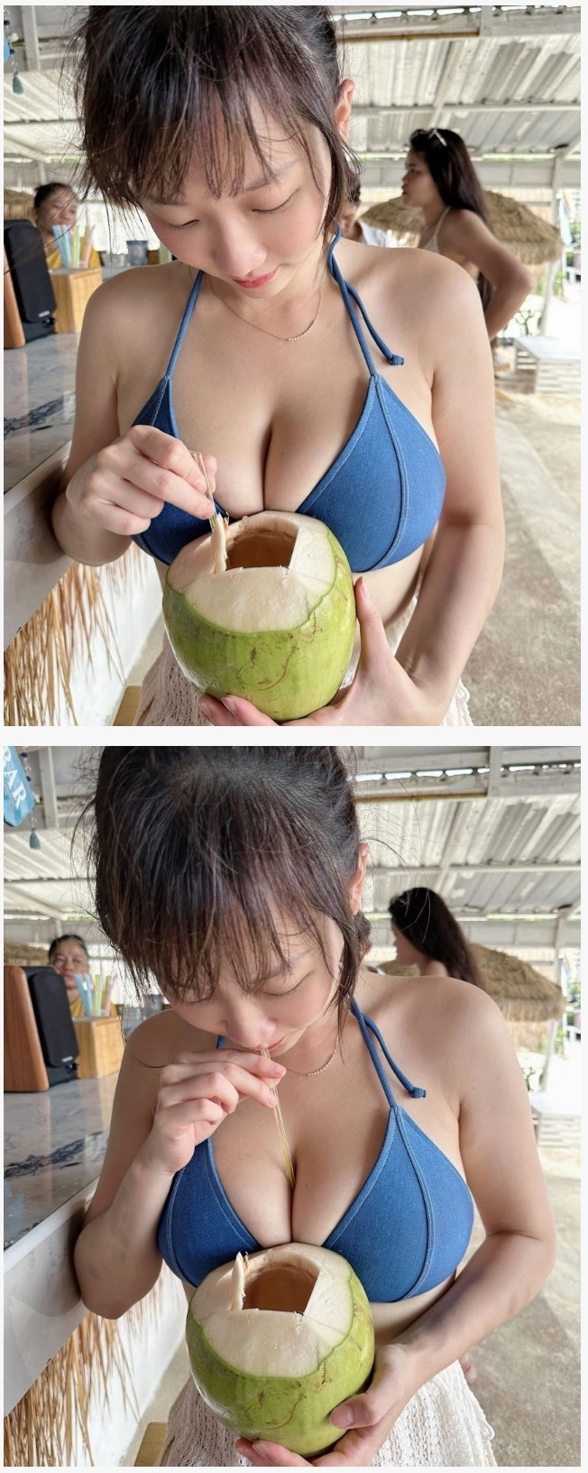 거유 비키니녀 코코넛 맛있게 마시는 방법