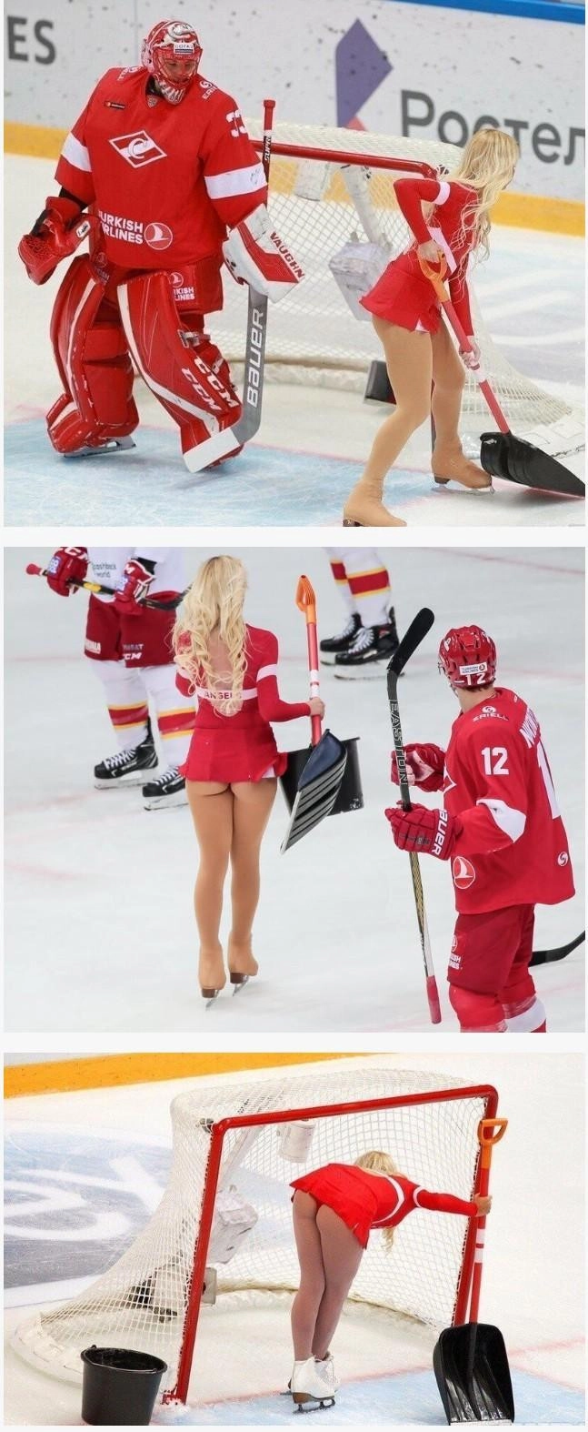 하키장 청소하는 알바녀 탐스런 엉밑살 노출