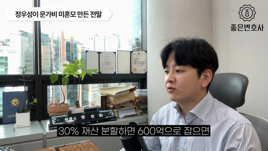 정우성이 만약 결혼 후 이혼 했을시 재산 분할 가정