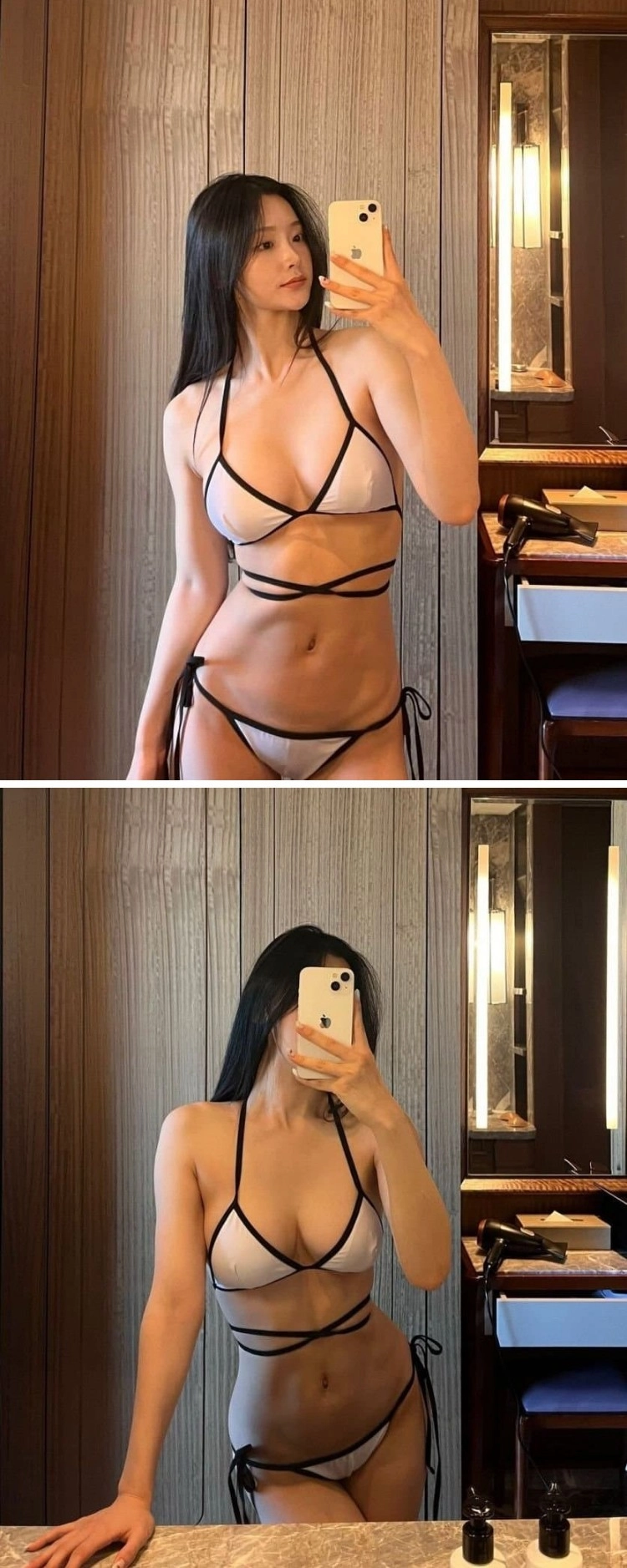 새로 산 비키니 자랑하는 누나들 언더붑 셀카