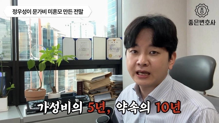 정우성이 만약 결혼 후 이혼 했을시 재산 분할 가정