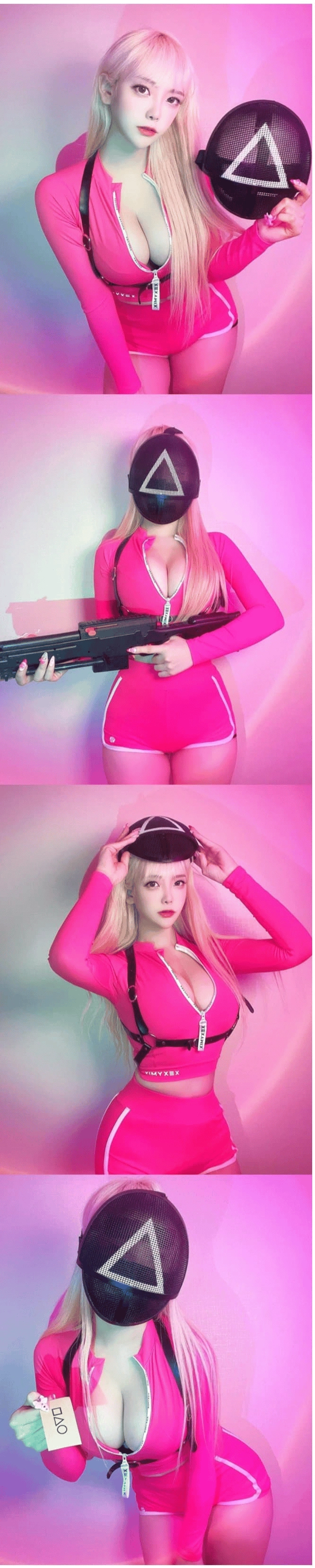 우유통 탐스러운 오징어게임 코스프레녀