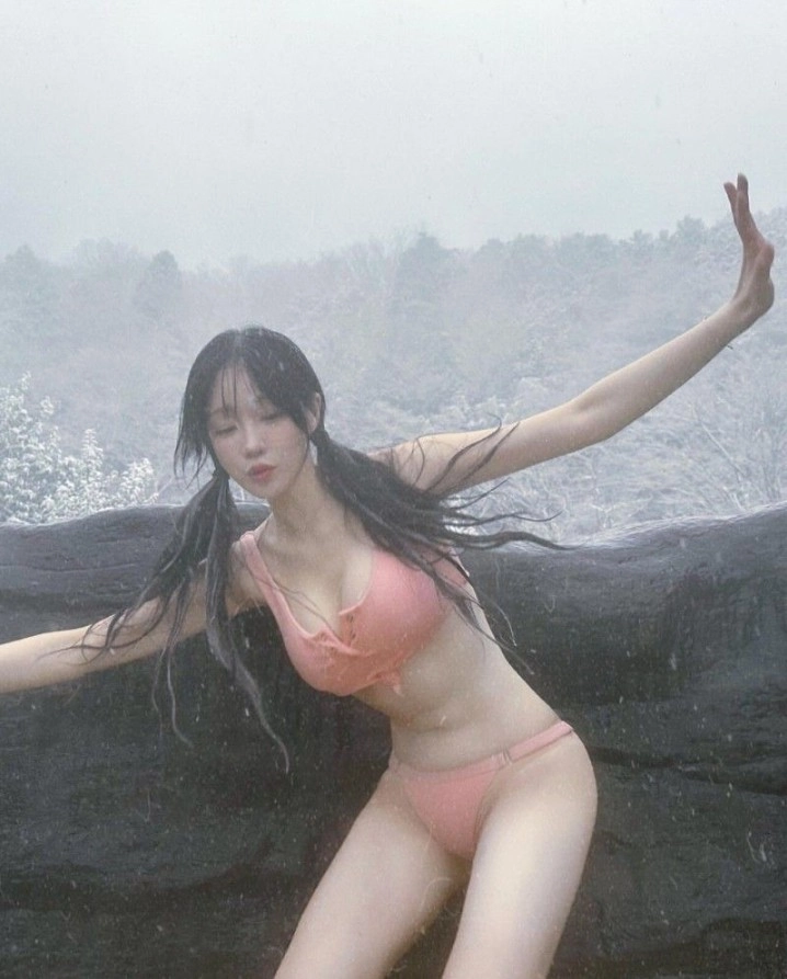 한겨울 온천 비키니 착샷 bj한갱