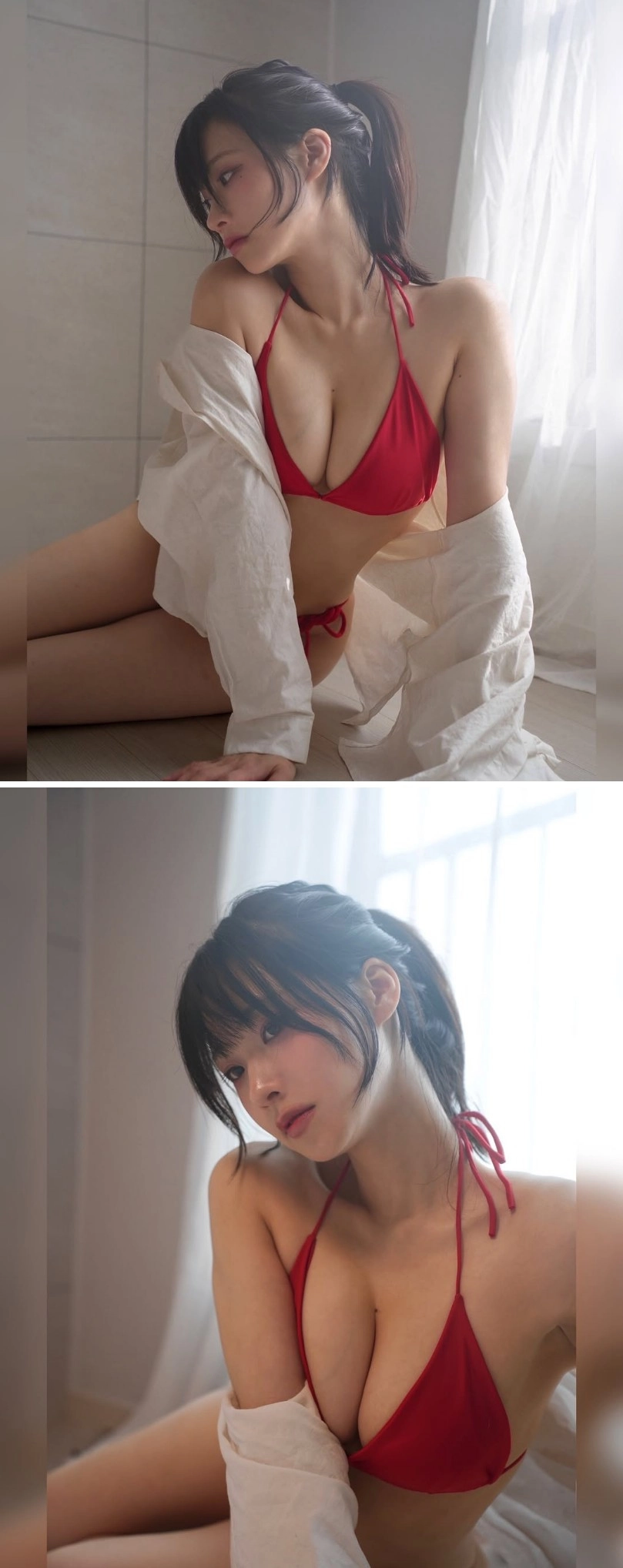 명아츄는 기립근만 지리는 게 아니네 비키니 슴골 후방주의