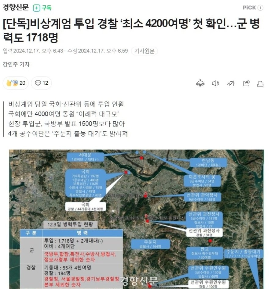 비상계엄 투입 경찰 ‘최소 4200여명’