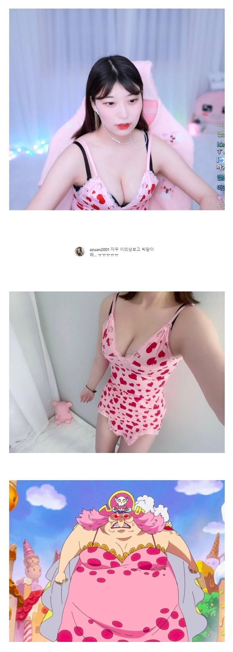 원피스 빅맘 옷 입은 여캠