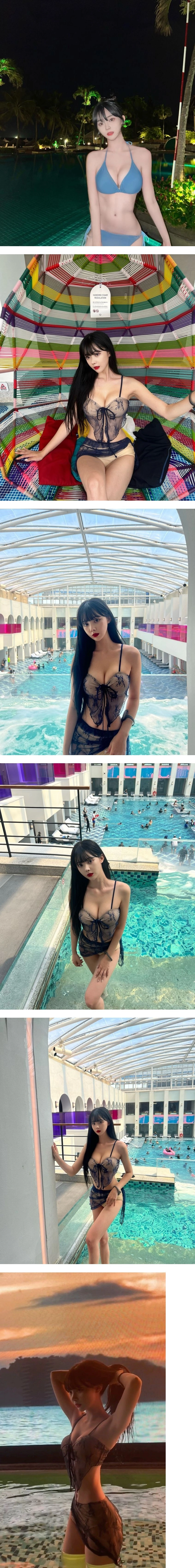 수니그룹 출신 추단비 비키니 윗슴 라인