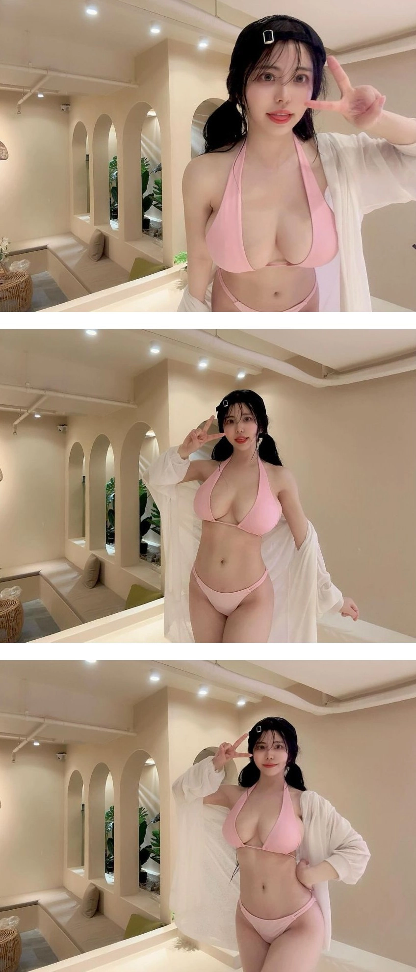 여캠 민가유 풀빌라 비키니에서 드러난 넘사벽 거유 피지컬
