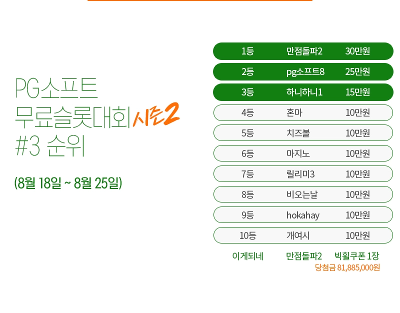 PG소프트 무료슬롯 대회 시즌2