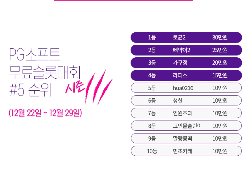 PG소프트 무료슬롯 대회 시즌3