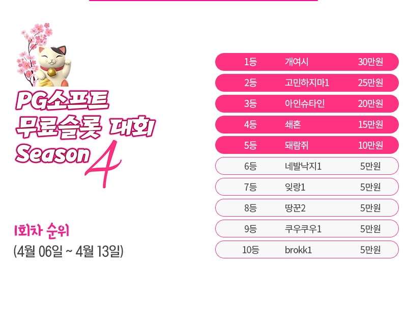 PG소프트 무료슬롯 대회 시즌4