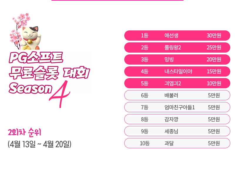 PG소프트 무료슬롯 대회 시즌4