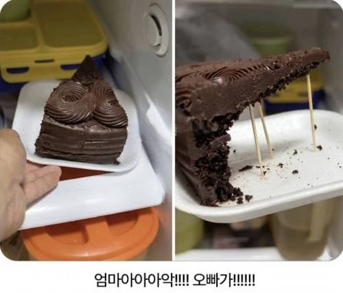 오빠가 먼저 먹은 케이크