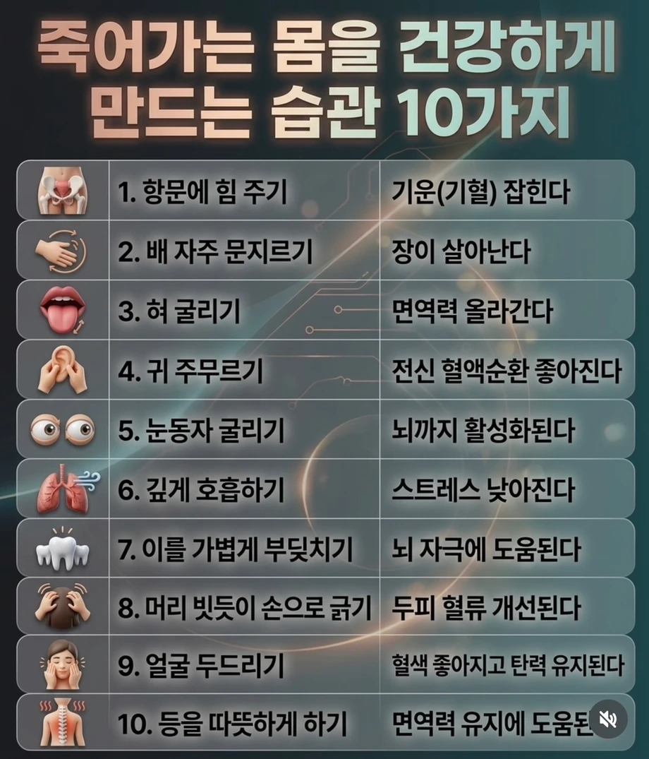 건강하게 만드는 습관 10가지