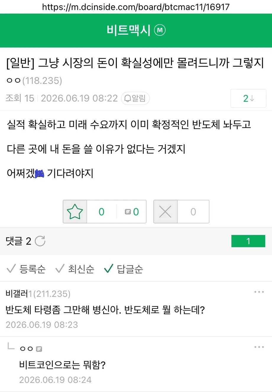 비트코인 갤러리 근황