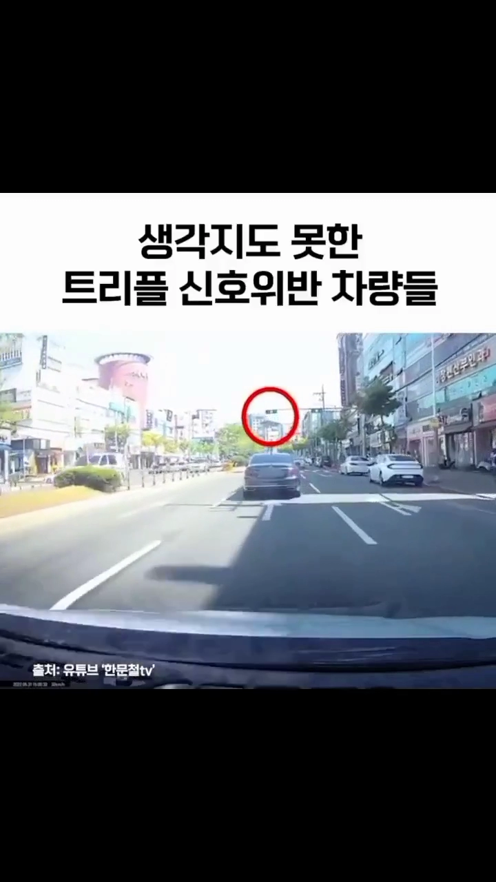 예상치 못한 신호위반 차량들