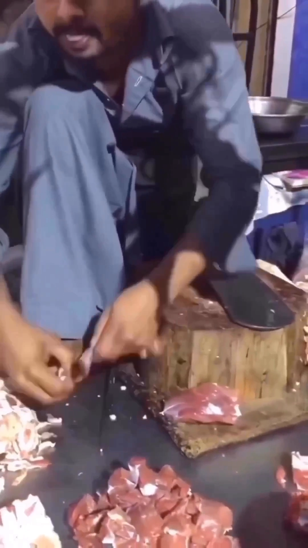 인도 길거리 고기 손질법