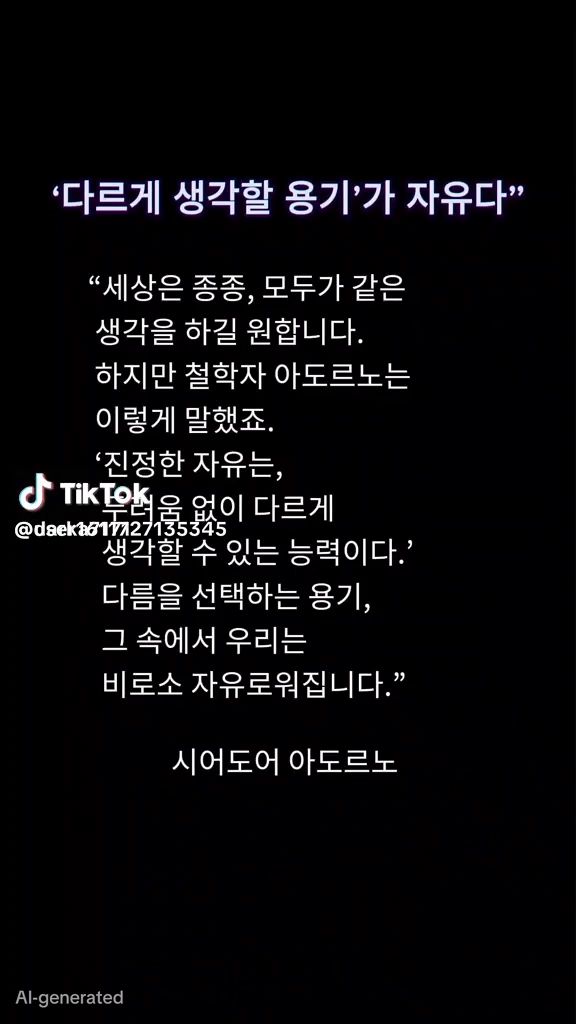 다르게 생각할 용기가 자유다