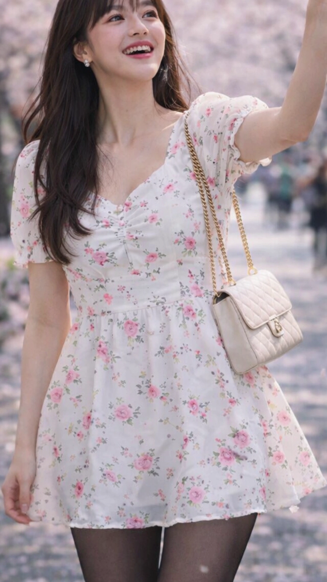 벚꽃 구경하는 여대생