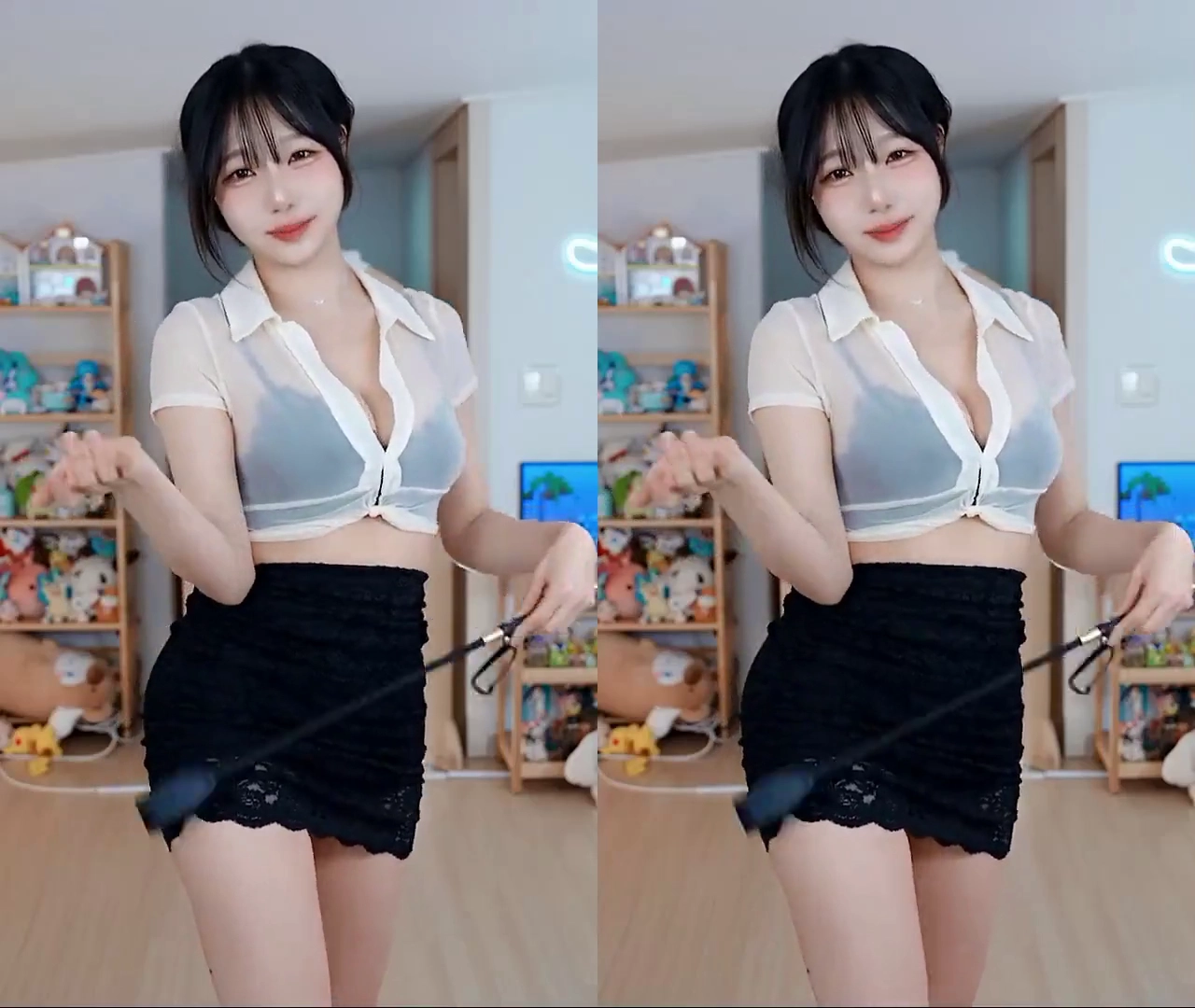 BJ 수련수련 레이스 브라 대놓고 비치는 시스루 오피스걸